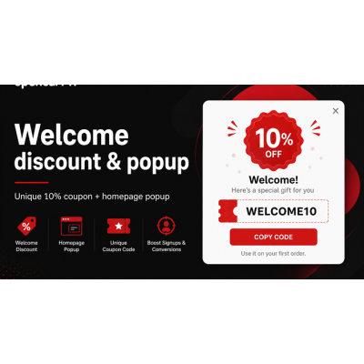 Welcome discount + pop-up